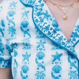 Pink Palm Pajamas in Seabreeze