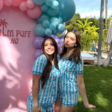 Pink Palm Pajamas in Seabreeze