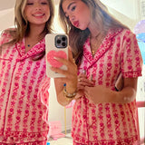 Pink Palm Pajamas in Blush Bay