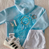 "Everything Comes in Waves” Hoodie in Blue