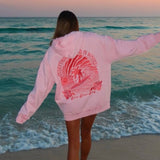 "Everything Comes in Waves" Hoodie in Pink