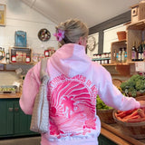 "Everything Comes in Waves" Hoodie in Pink