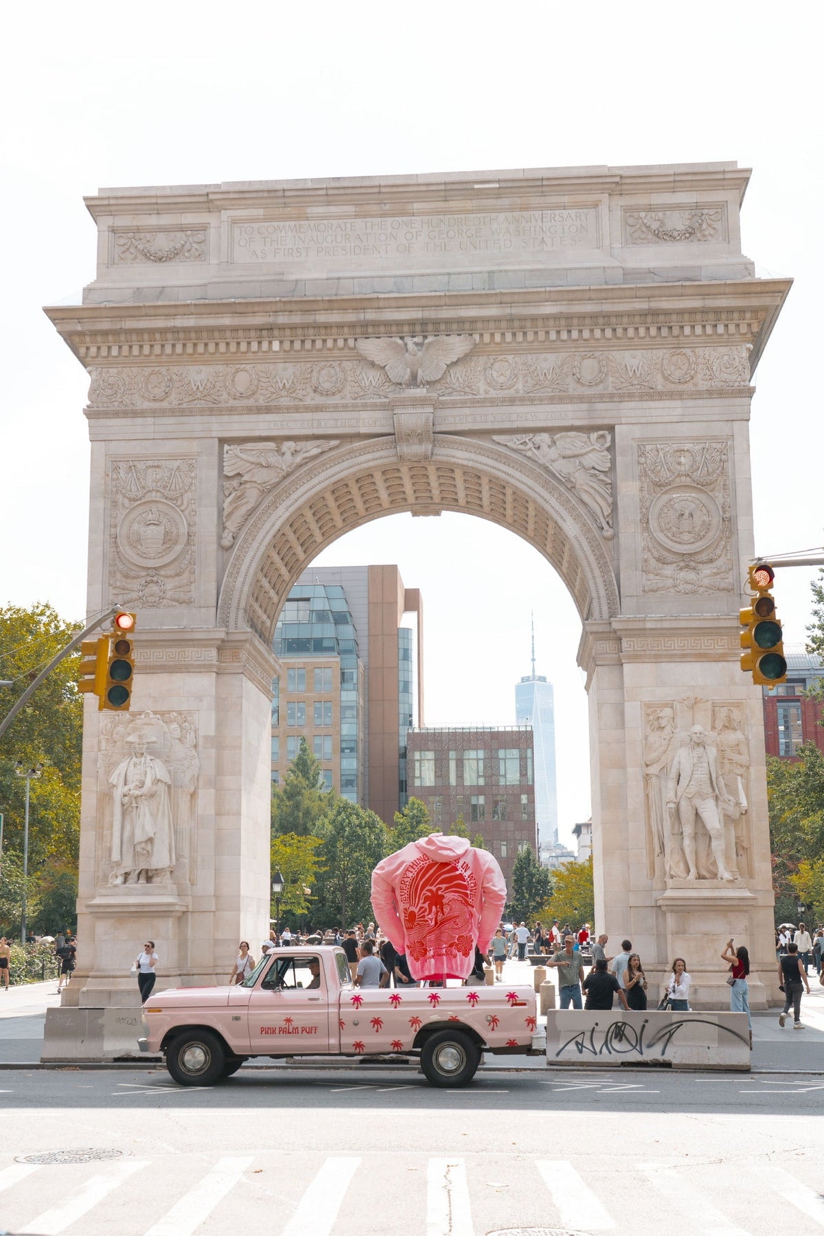 Pink Palm Puff Hits the Streets In NYC With It’s Biggest Hoodie Yet