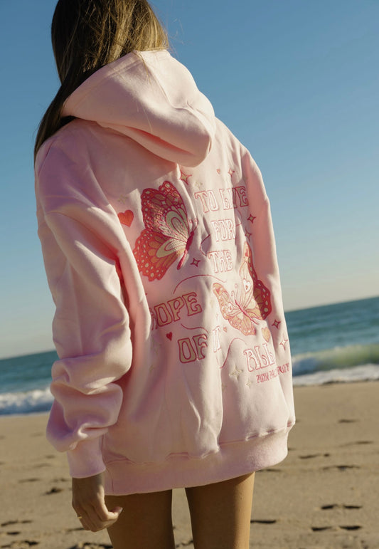 "To Live For the Hope of it All" Oversized Hoodie in Pink