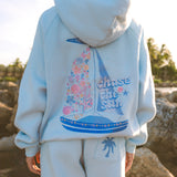 “Chase the Sun” Relaxed Hoodie in Sky Blue