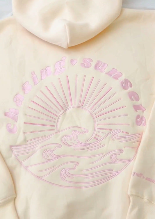 "Chasing Sunsets" Oversized Hoodie in Meringue