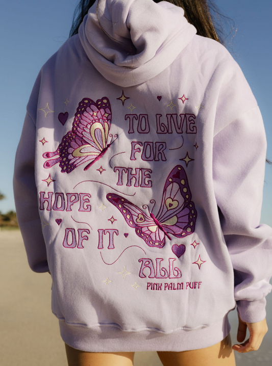 "To Live For the Hope of it All" Oversized Hoodie in Lilac