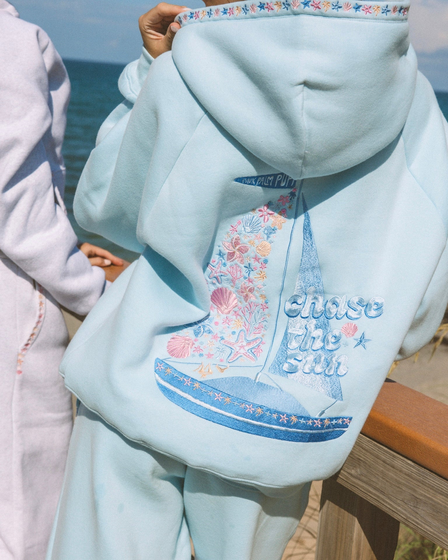 Chase the Sun Relaxed Hoodie - Sky Blue | Pink Palm Puff Official Site