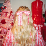 Pink Palm Pajamas in Cranberry + Holiday Bow Set