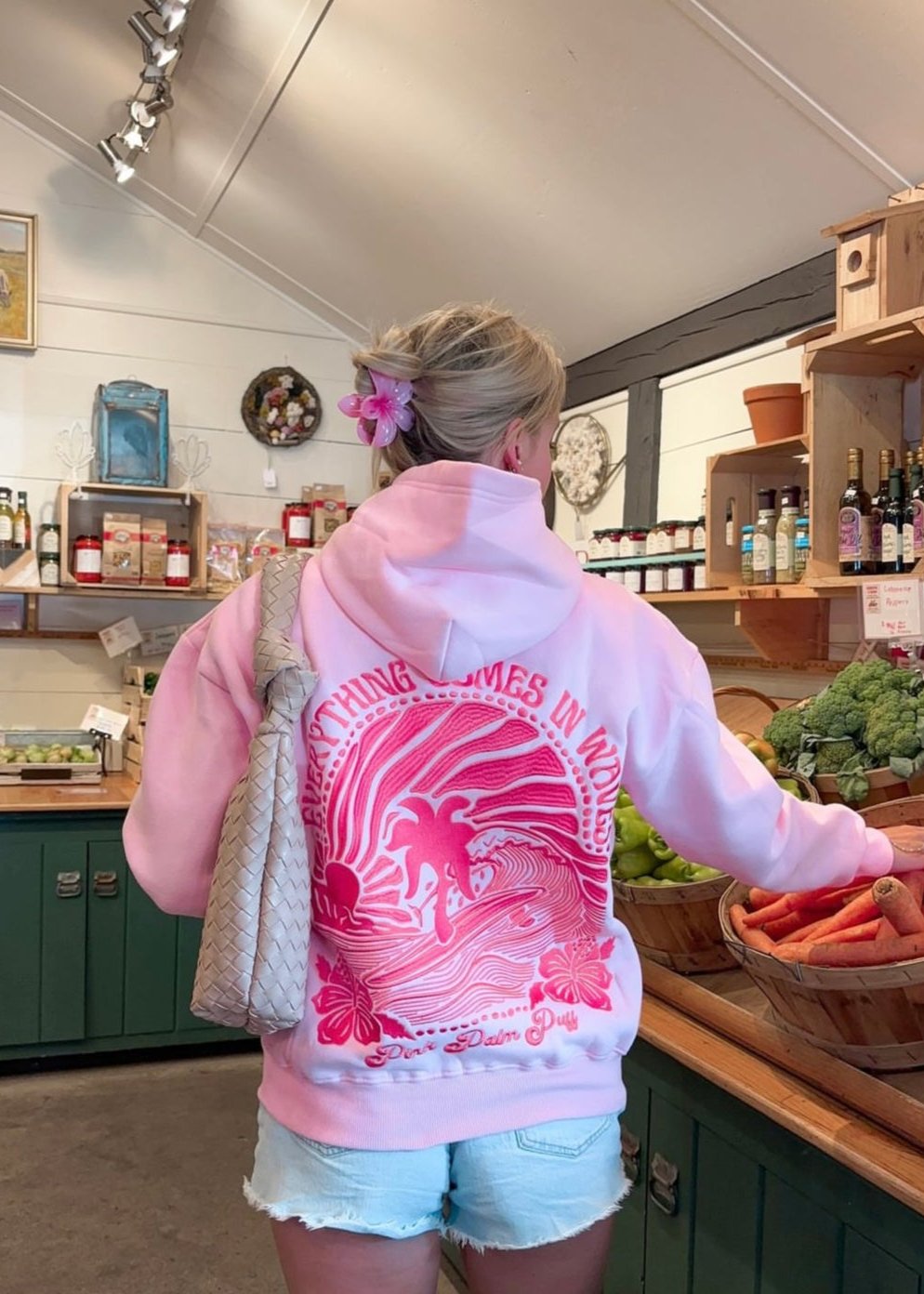 Everything Comes In Waves Hoodie In Pink Pink Palm Puff everything-comes-in-waves-hoodie-in-pink-pink-palm-puff