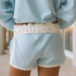 signature short back view, blue breeze, relaxed fit