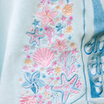 "Chase the Sun" Relaxed Hoodie, relaxed fit with an adjustable drawstring hood and pocket, in Sky Blue - coastal preppy aesthetic beach style by Pink Palm Puff