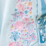 "Chase the Sun" Relaxed Hoodie, relaxed fit with an adjustable drawstring hood and pocket, in Sky Blue - coastal preppy aesthetic beach style by Pink Palm Puff