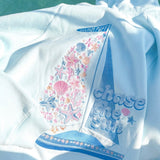"Chase the Sun" Relaxed Hoodie, relaxed fit with an adjustable drawstring hood and pocket, in Sky Blue - coastal preppy aesthetic beach style by Pink Palm Puff