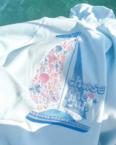Chase the Sun Relaxed Hoodie - Sky Blue | Pink Palm Puff Official Site