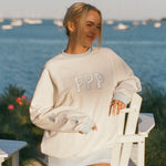 Classic Crew, ribbed crew neckline and relaxed fit, in Seasalt - coastal preppy aesthetic beach style by Pink Palm Puff
