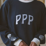 Classic Crew, ribbed crew neckline and relaxed fit, in True Navy - coastal preppy aesthetic beach style by Pink Palm Puff