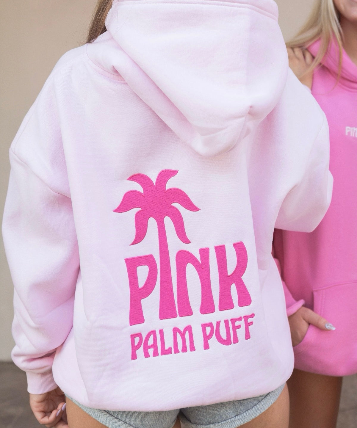 Classic Puff Hoodie, adjustable drawstring hood and pocket, in Blush - coastal preppy aesthetic beach style by Pink Palm Puff