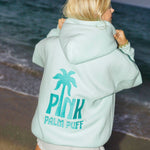 Classic Puff Hoodie, adjustable drawstring hood and pocket, in Mint Breeze - coastal preppy aesthetic beach style by Pink Palm Puff