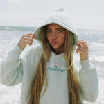 Classic Puff Hoodie, adjustable drawstring hood and pocket, in Mint Breeze - coastal preppy aesthetic beach style by Pink Palm Puff
