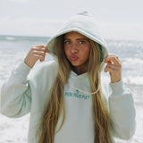 Classic Puff Hoodie, adjustable drawstring hood and pocket, in Mint Breeze - coastal preppy aesthetic beach style by Pink Palm Puff