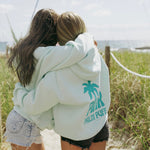 Classic Puff Hoodie, adjustable drawstring hood and pocket, in Mint Breeze - coastal preppy aesthetic beach style by Pink Palm Puff