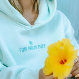 Classic Puff Hoodie, adjustable drawstring hood and pocket, in Mint Breeze - coastal preppy aesthetic beach style by Pink Palm Puff