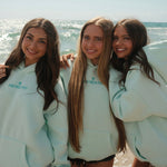 Classic Puff Hoodie, adjustable drawstring hood and pocket, in Mint Breeze - coastal preppy aesthetic beach style by Pink Palm Puff