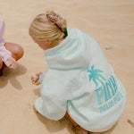Classic Puff Hoodie, adjustable drawstring hood and pocket, in Mint Breeze - coastal preppy aesthetic beach style by Pink Palm Puff