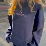 Classic Puff Hoodie, adjustable drawstring hood and pocket, in Navy - coastal preppy aesthetic beach style by Pink Palm Puff