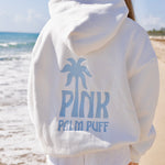 Classic Puff Hoodie, adjustable drawstring hood and pocket, in Ocean Air - coastal preppy aesthetic beach style by Pink Palm Puff