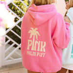 Classic Puff Hoodie, adjustable drawstring hood and pocket, in Raspberry - coastal preppy aesthetic beach style by Pink Palm Puff
