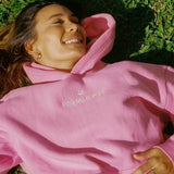 Classic Puff Hoodie, adjustable drawstring hood and pocket, in Raspberry - coastal preppy aesthetic beach style by Pink Palm Puff