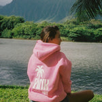 Classic Puff Hoodie, adjustable drawstring hood and pocket, in Raspberry - coastal preppy aesthetic beach style by Pink Palm Puff