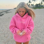 Classic Puff Hoodie, adjustable drawstring hood and pocket, in Raspberry - coastal preppy aesthetic beach style by Pink Palm Puff