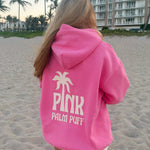 Classic Puff Hoodie, adjustable drawstring hood and pocket, in Raspberry - coastal preppy aesthetic beach style by Pink Palm Puff