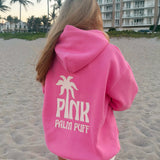 Classic Puff Hoodie, adjustable drawstring hood and pocket, in Raspberry - coastal preppy aesthetic beach style by Pink Palm Puff
