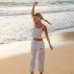 Classic Sweatpants, relaxed fit with an elastic waistband and side pockets, in Cloud - coastal preppy aesthetic beach style by Pink Palm Puff