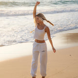 Classic Sweatpants, relaxed fit with an elastic waistband and side pockets, in Cloud - coastal preppy aesthetic beach style by Pink Palm Puff