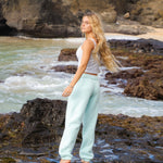 Classic Sweatpants, relaxed fit with an elastic waistband and side pockets, in Mint Breeze - coastal preppy aesthetic beach style by Pink Palm Puff
