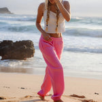 Classic Sweatpants, relaxed fit with an elastic waistband and side pockets, in Raspberry - coastal preppy aesthetic beach style by Pink Palm Puff