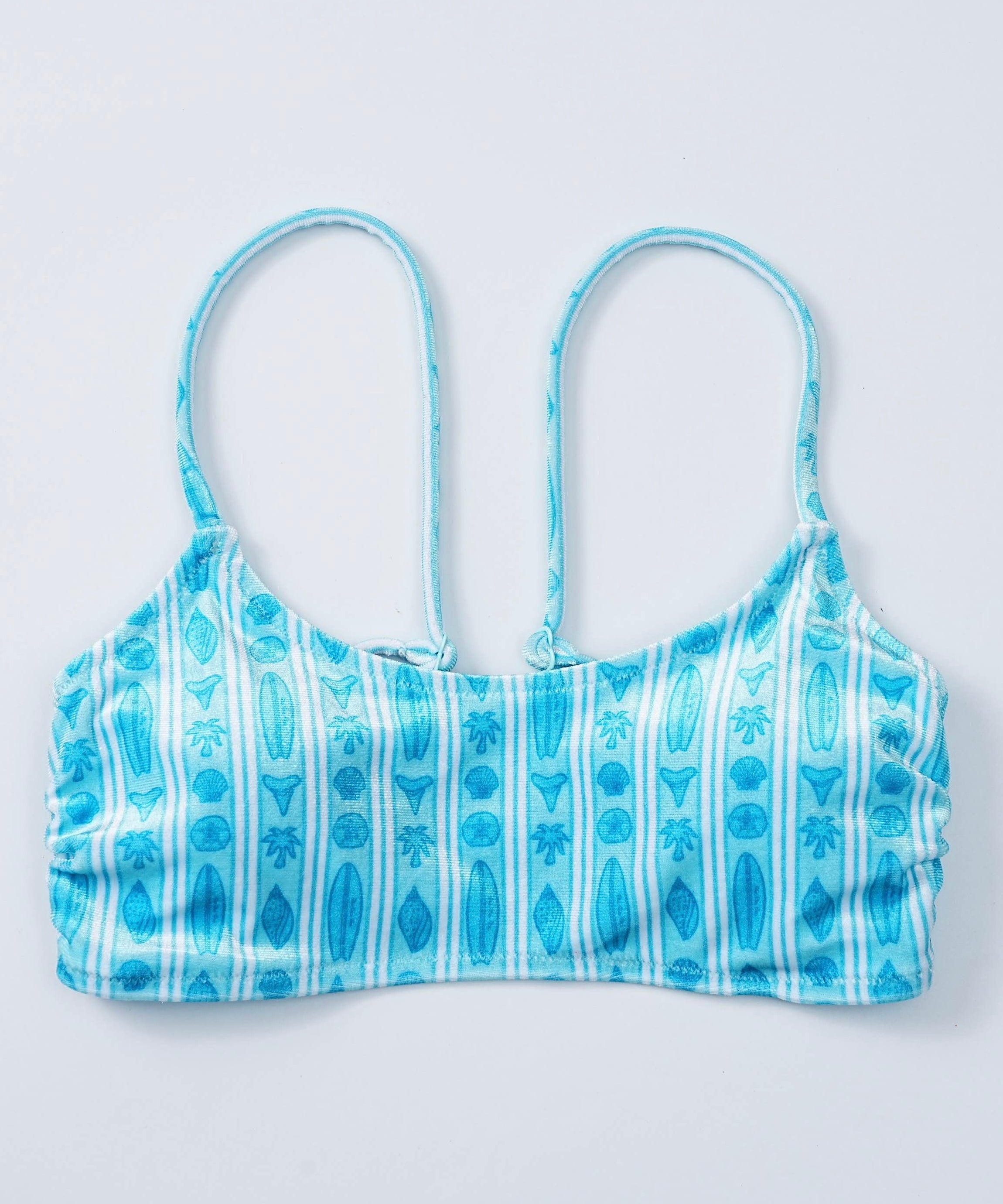Cleo Top, adjustable tie straps, in Azure - coastal preppy aesthetic beach style by Pink Palm Puff