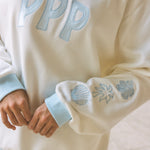 Classic Crew, ribbed crew neckline and relaxed fit, in Seasalt - coastal preppy aesthetic beach style by Pink Palm Puff