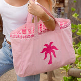 Couture Carryall, spacious reversible design, in Blush Bay (Reversible) - coastal preppy aesthetic beach style by Pink Palm Puff