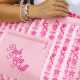 Couture Carryall, spacious reversible design, in Blush Bay (Reversible) - coastal preppy aesthetic beach style by Pink Palm Puff
