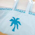 Couture Carryall, spacious reversible design, in Seabreeze (Reversible) - coastal preppy aesthetic beach style by Pink Palm Puff