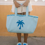 Couture Carryall, spacious reversible design, in Seabreeze (Reversible) - coastal preppy aesthetic beach style by Pink Palm Puff