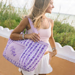 Couture Carryall, spacious reversible design, in Twilight (Reversible) - coastal preppy aesthetic beach style by Pink Palm Puff