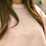 "Daydream" Classic Crew, ribbed crew neckline and relaxed fit, in Angel Pink - coastal preppy aesthetic beach style by Pink Palm Puff