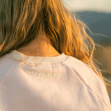 "Daydream" Classic Crew, ribbed crew neckline and relaxed fit, in Angel Pink - coastal preppy aesthetic beach style by Pink Palm Puff